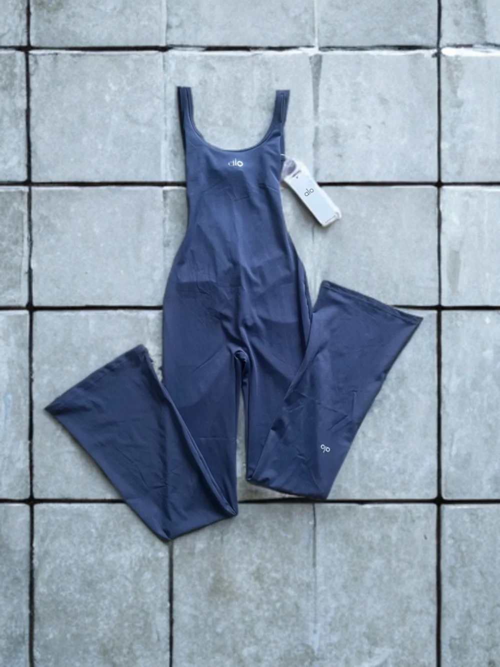Navy Ruched-Back Jumpsuit - Picture 2 of 8